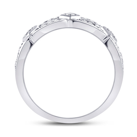 10k White Gold Womens Round Diamond Fashion Band Ring 1/3 Cttw
