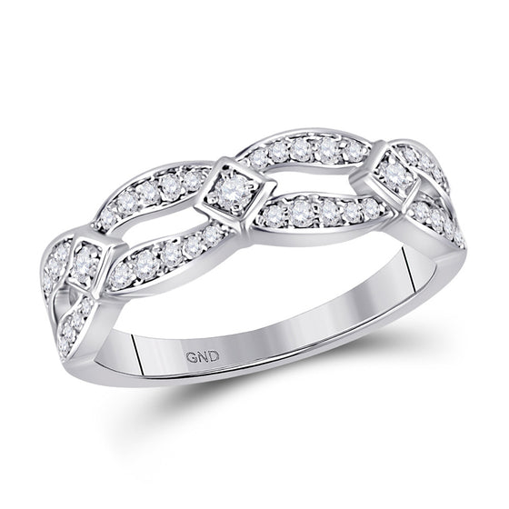 10k White Gold Womens Round Diamond Fashion Band Ring 1/3 Cttw