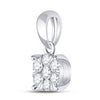 14k White Gold Womens Round Diamond Flower Cluster Pendant 1/5 Cttw
