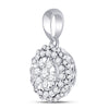 14k White Gold Womens Round Diamond Flower Cluster Pendant 1/2 Cttw