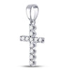 14k White Gold Womens Round Diamond Faith Cross Pendant 1/5 Cttw