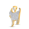 10k Yellow Gold Mens Round Diamond Goat Animal Charm Pendant 2-7/8 Cttw