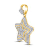 10k Yellow Gold Mens Round Diamond Concentric Star Charm Pendant 3/4 Cttw
