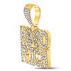 10k Yellow Gold Mens Round Diamond Hood Rich Phrase Charm Pendant 1-3/4 Cttw