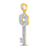 10k Yellow Gold Mens Round Diamond Key Charm Pendant 5/8 Cttw