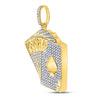 10k Yellow Gold Mens Round Diamond Royal Flush Charm Pendant 5/8 Cttw