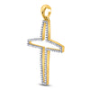 10k Yellow Gold Mens Round Diamond Cross Outline Charm Pendant 1/4 Cttw