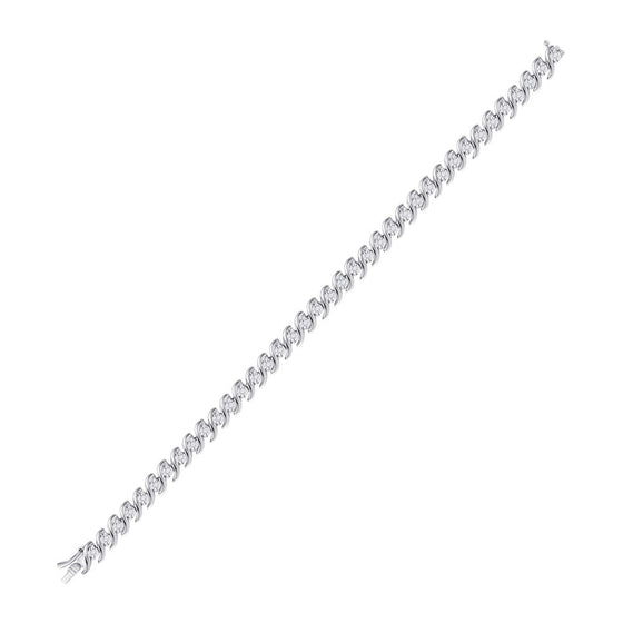 10k White Gold Womens Round Diamond Tennis Bracelet 1/2 Cttw