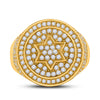 10k Yellow Gold Mens Round Diamond Magen David Star Circle Ring 2 Cttw