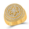 10k Yellow Gold Mens Round Diamond Magen David Star Circle Ring 2 Cttw