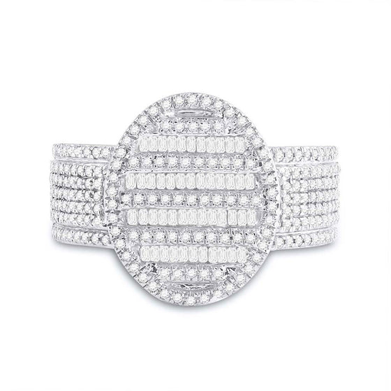 10k Yellow Gold Mens Baguette Diamond Oval Cluster Ring 1 Cttw