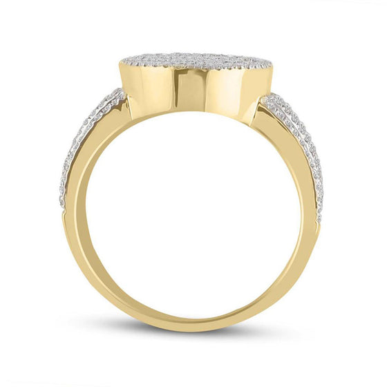 10k Yellow Gold Mens Baguette Diamond Oval Cluster Ring 1 Cttw