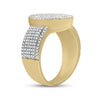 10k Yellow Gold Mens Baguette Diamond Oval Cluster Ring 1 Cttw