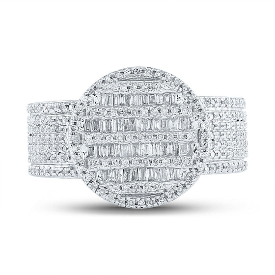 10k Yellow Gold Mens Baguette Diamond Statement Cluster Ring 1 Cttw