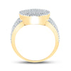 10k Yellow Gold Mens Baguette Diamond Statement Cluster Ring 1 Cttw