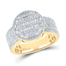  10k Yellow Gold Mens Baguette Diamond Statement Cluster Ring 1 Cttw