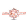 10k Rose Gold Womens Round Morganite Starburst Solitaire Ring 3/4 Cttw