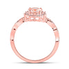 10k Rose Gold Womens Round Morganite Starburst Solitaire Ring 3/4 Cttw