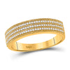 10k Yellow Gold His Hers Round Diamond Cluster Matching Wedding Set 3/4 Cttw