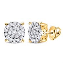  14k Yellow Gold Womens Round Diamond Cluster Earrings 1 Cttw