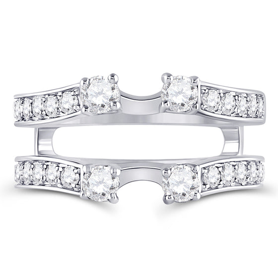 14k White Gold Womens Round Diamond Wedding Wrap Ring Guard Enhancer 1 Cttw