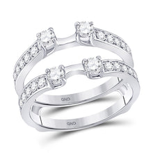  14k White Gold Womens Round Diamond Wedding Wrap Ring Guard Enhancer 1 Cttw