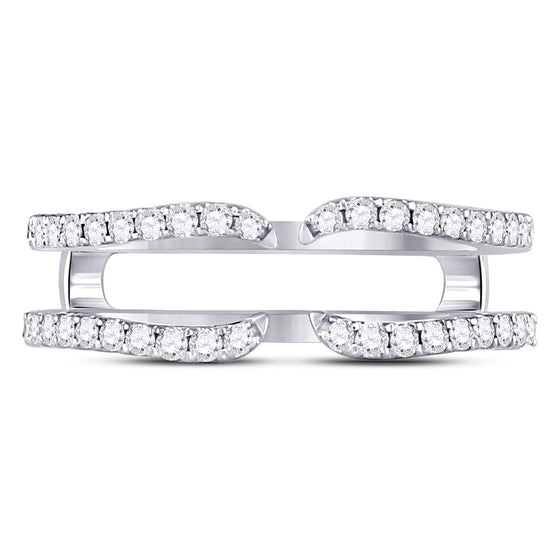 14k White Gold Womens Round Diamond Wrap Ring Guard Enhancer 1/2 Cttw