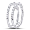 14k White Gold Womens Round Diamond Wrap Ring Guard Enhancer 1/2 Cttw