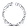 14k White Gold Womens Round Diamond Wrap Ring Guard Enhancer 1/2 Cttw