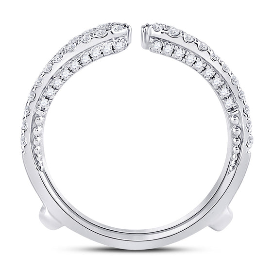 14k White Gold Womens Round Diamond Wrap Ring Guard Enhancer 1/2 Cttw