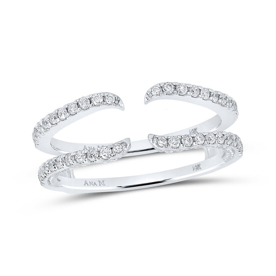 14k White Gold Womens Round Diamond Wrap Ring Guard Enhancer 1/2 Cttw