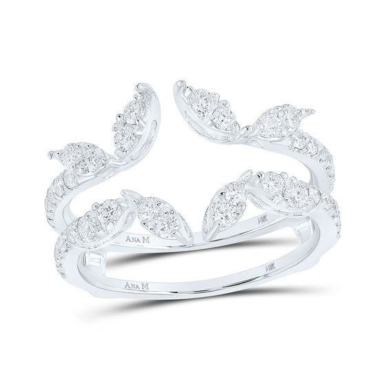 14k White Gold Womens Round Diamond Wedding Wrap Ring Guard Enhancer 3/4 Cttw
