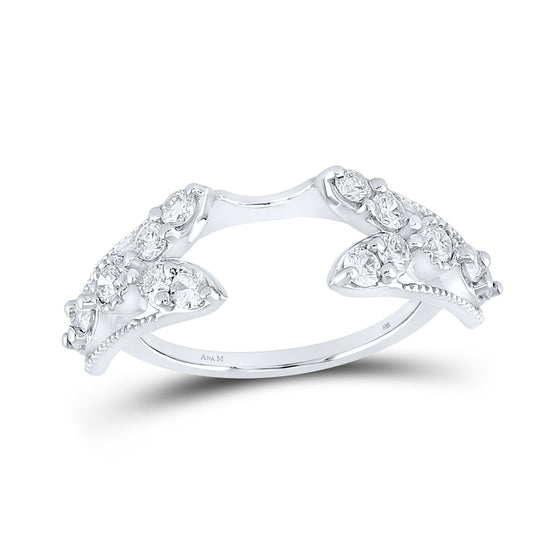 14k White Gold Womens Round Diamond Wrap Enhancer Wedding Band 3/4 Cttw