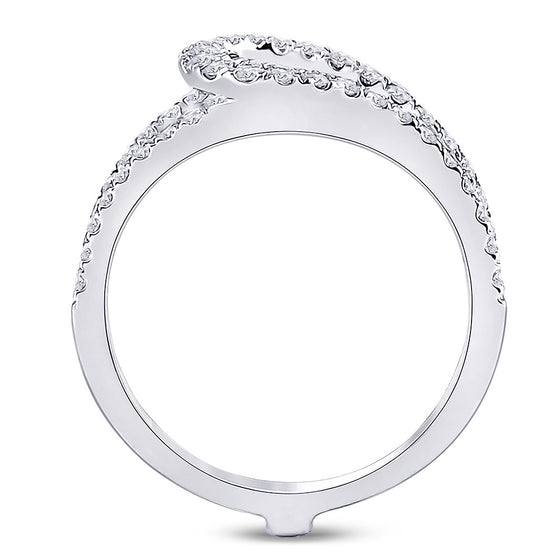 14k White Gold Womens Round Diamond Wrap Ring Guard Enhancer 1/2 Cttw