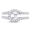 14k White Gold Womens Round Diamond Wrap Ring Guard Enhancer 1/2 Cttw