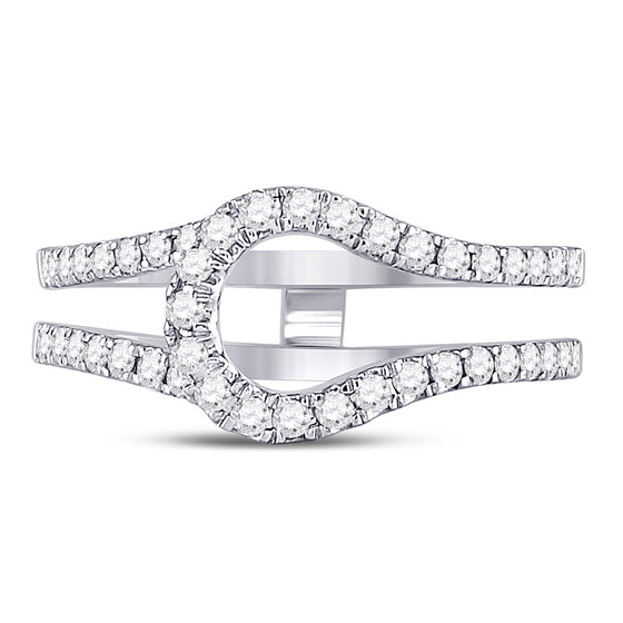 14k White Gold Womens Round Diamond Wrap Ring Guard Enhancer 1/2 Cttw