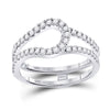 14k White Gold Womens Round Diamond Wrap Ring Guard Enhancer 1/2 Cttw