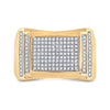 10k Yellow Gold Mens Round Diamond Rectangle Cluster Ring 1/2 Cttw