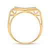 10k Yellow Gold Mens Round Diamond Rectangle Cluster Ring 1/2 Cttw