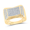 10k Yellow Gold Mens Round Diamond Rectangle Cluster Ring 1/2 Cttw
