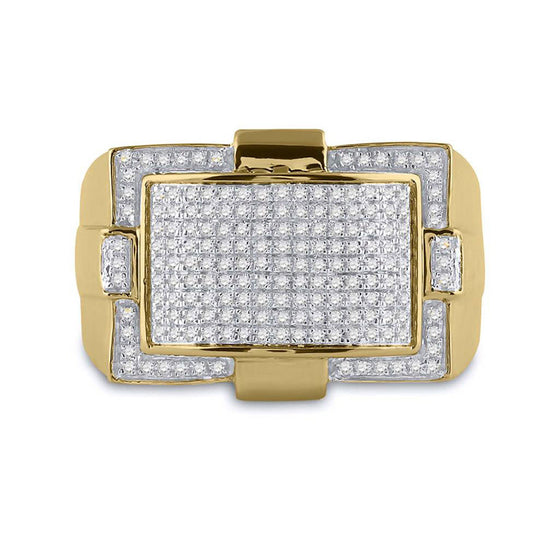 10k Yellow Gold Mens Round Diamond Cluster Ring 1/2 Cttw