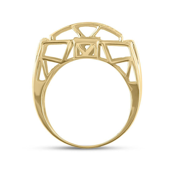 10k Yellow Gold Mens Round Diamond Cluster Ring 1/2 Cttw