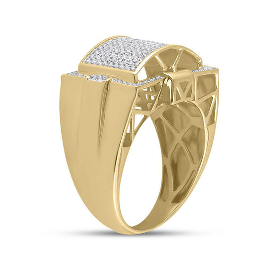 10k Yellow Gold Mens Round Diamond Cluster Ring 1/2 Cttw