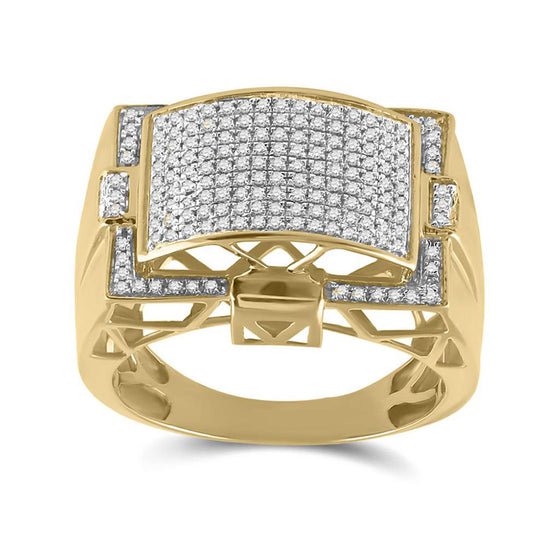 10k Yellow Gold Mens Round Diamond Cluster Ring 1/2 Cttw