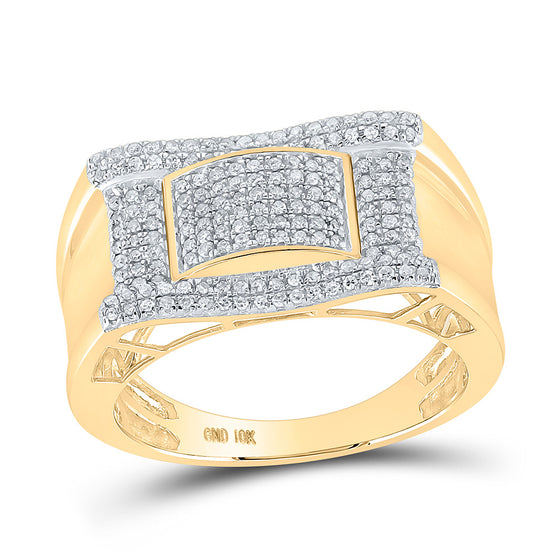 10k Yellow Gold Mens Round Diamond Cluster Ring 1/2 Cttw