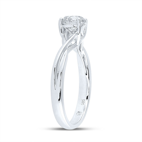 14k White Gold Round Diamond Solitaire Bridal Wedding Engagement Ring 1 Cttw