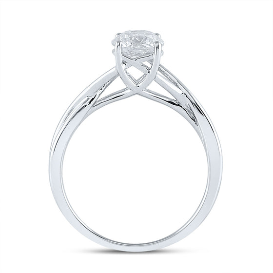 14k White Gold Round Diamond Solitaire Bridal Wedding Engagement Ring 1 Cttw