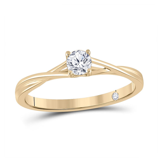 14k Yellow Gold Round Diamond Solitaire Bridal Wedding Engagement Ring 1/4 Cttw