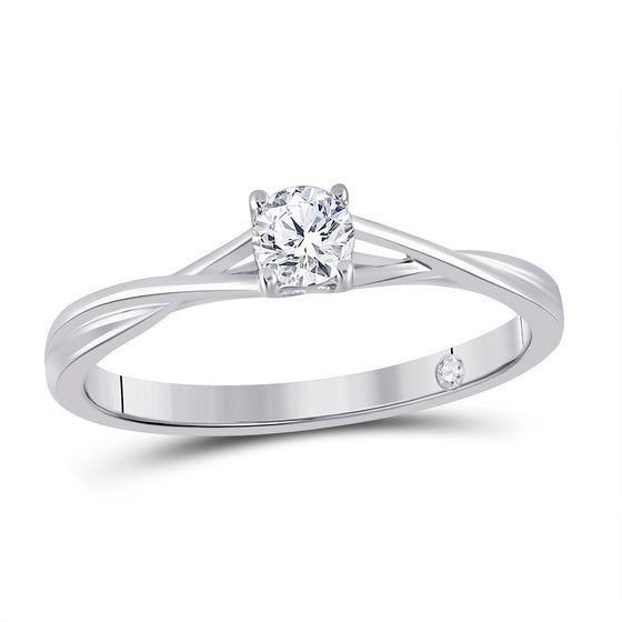 14k White Gold Round Diamond Solitaire Bridal Wedding Engagement Ring 1/4 Cttw