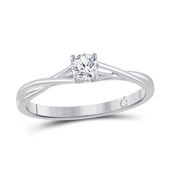 14k White Gold Round Diamond Solitaire Bridal Wedding Engagement Ring 1/4 Cttw
